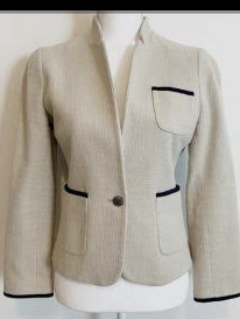 Banana Republic Cream Knit Blazer with Black Trim